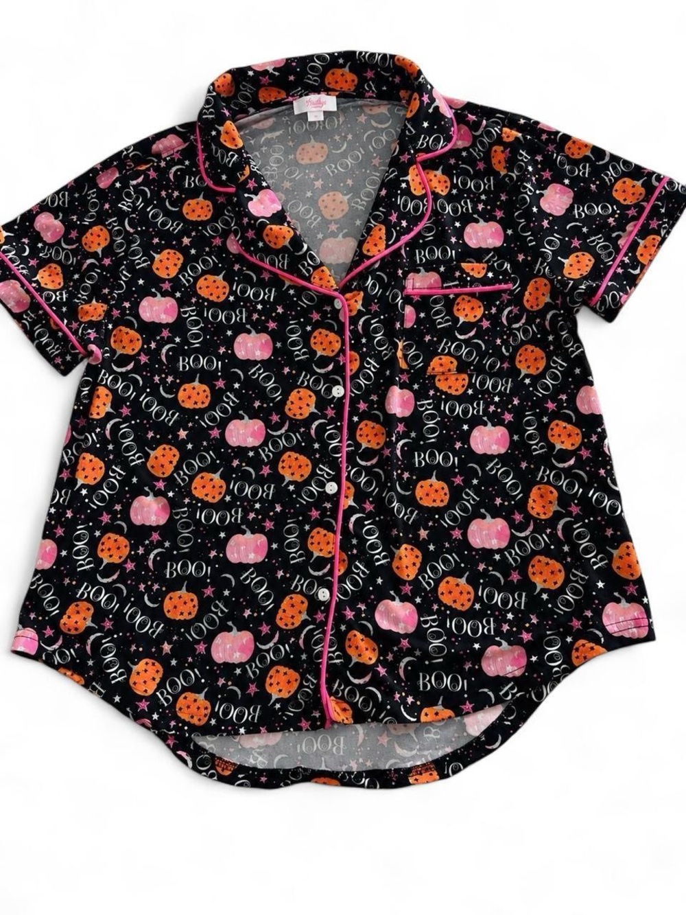 Women’s Black Halloween Pumpkin Short Sleeve Pajamas with matching shorts